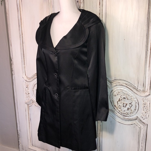 WANKO Cotton Blend Chic Unique Shawl Collar Long Sleeve Dress Coat Size 34 - Picture 3 of 15